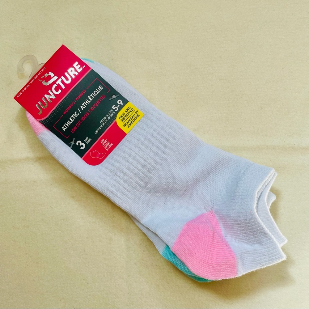 Juncture Women’s Athletic Low Cut Socks 3-Pack Arch Support 5–9 Multi Color